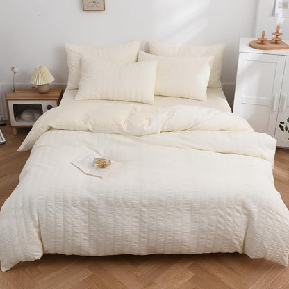 🔥49％ OFF & Free Shipping🔥Luxury Seersucker Textured Bedding 4-Piece Set – Cool, Stylish & All Season!
