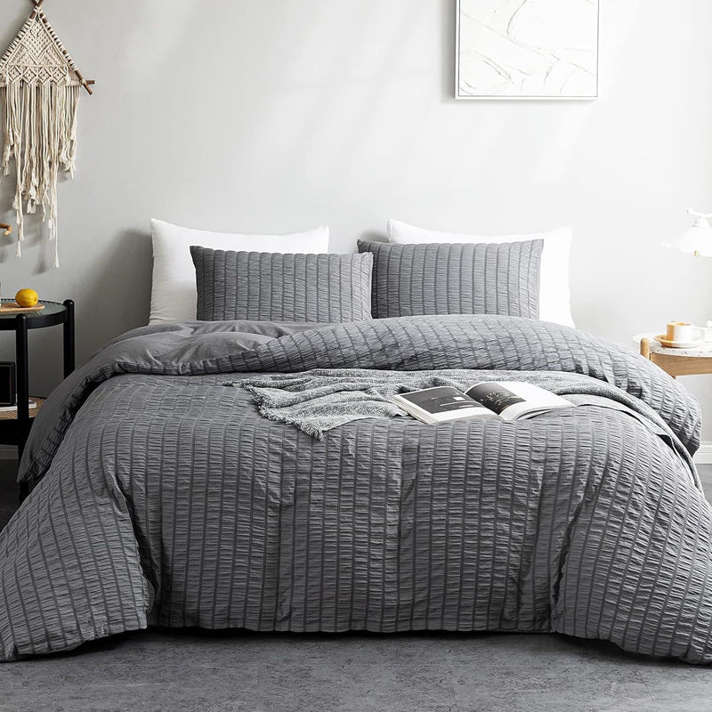 🔥49％ OFF & Free Shipping🔥Luxury Seersucker Textured Bedding 4-Piece Set – Cool, Stylish & All Season!