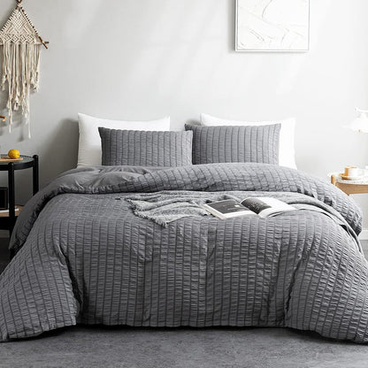 🔥49％ OFF & Free Shipping🔥Luxury Seersucker Textured Bedding 4-Piece Set – Cool, Stylish & All Season!