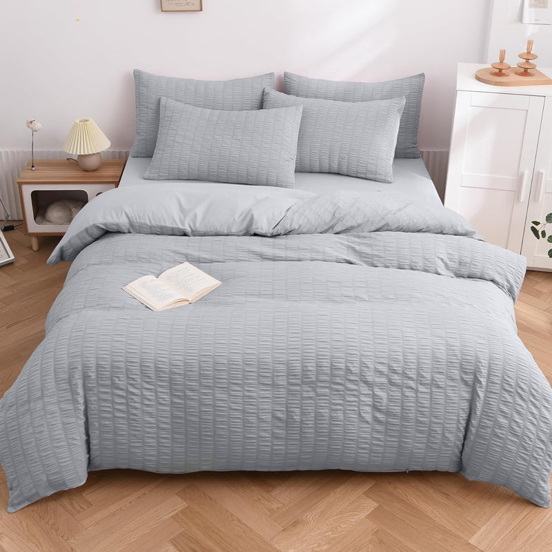 🔥49％ OFF & Free Shipping🔥Luxury Seersucker Textured Bedding 4-Piece Set – Cool, Stylish & All Season!