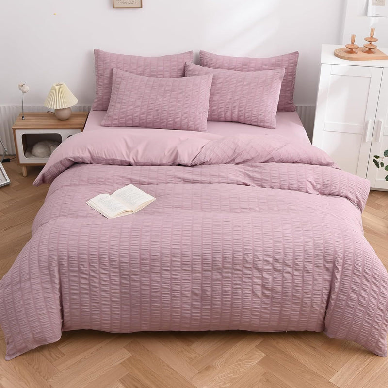 🔥49％ OFF & Free Shipping🔥Luxury Seersucker Textured Bedding 4-Piece Set – Cool, Stylish & All Season!