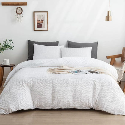 🔥49％ OFF & Free Shipping🔥Luxury Seersucker Textured Bedding 4-Piece Set – Cool, Stylish & All Season!