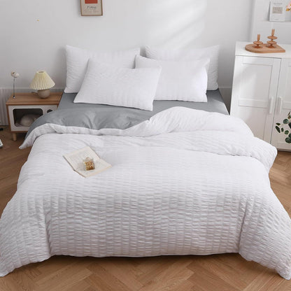 🔥49％ OFF & Free Shipping🔥Luxury Seersucker Textured Bedding 4-Piece Set – Cool, Stylish & All Season!