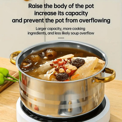 💎 -40% ON 5-PC STAINLESS STEEL SET! 💎 Thickened Pots, Glass Lids & Elegant Gold Accents for Any Stovetop