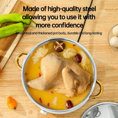 💎 -40% ON 5-PC STAINLESS STEEL SET! 💎 Thickened Pots, Glass Lids & Elegant Gold Accents for Any Stovetop