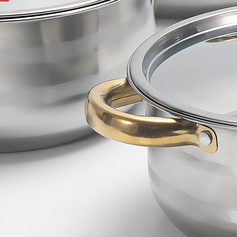💎 -40% ON 5-PC STAINLESS STEEL SET! 💎 Thickened Pots, Glass Lids & Elegant Gold Accents for Any Stovetop