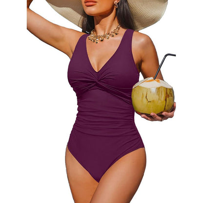 🥳2026 HOT SALE🥳💞50K+ SOLD!👵🏖️ 49% OFF! Women's One-Piece Swimsuit – Tummy control ruching, elegant twist-front. Wide straps stay put, no digging. Quick-dry fabric. Perfect for pool or beach. 🌊💕