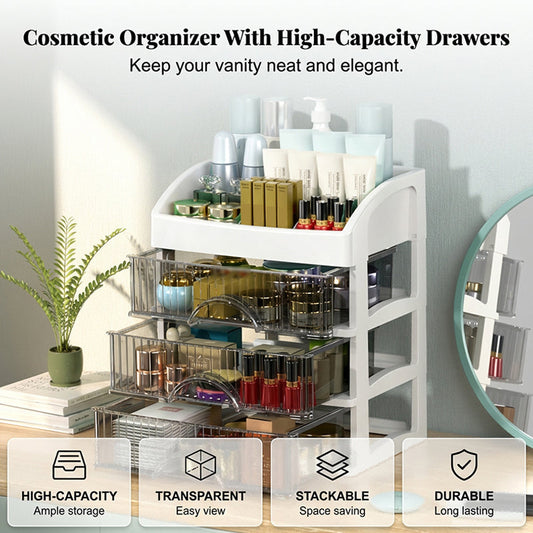 ⏰Limited-time 40% off💄✨Stackable Desktop Organizer with Clear Drawers