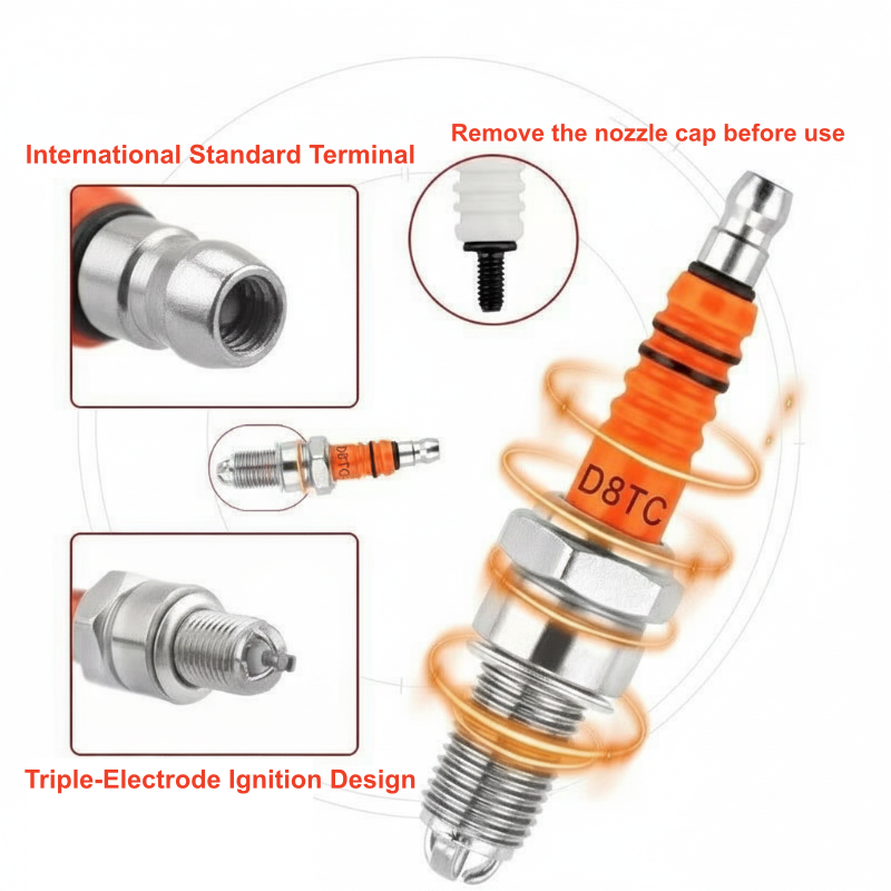 🔥BUY 1 GET 1 FREE🏍️🔩D8TC High Performance Three-Electrode Spark Plug