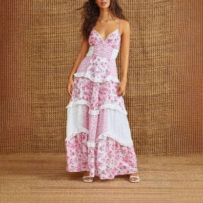 💖Easter Special Offer👗Women's Printed Spaghetti Strap Maxi Dress✨