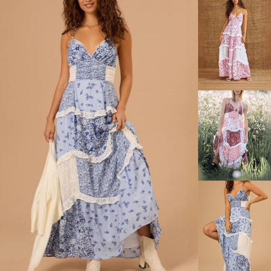 💖Easter Special Offer👗Women's Printed Spaghetti Strap Maxi Dress✨