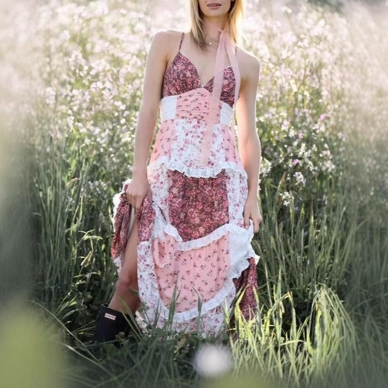 💖Easter Special Offer👗Women's Printed Spaghetti Strap Maxi Dress✨