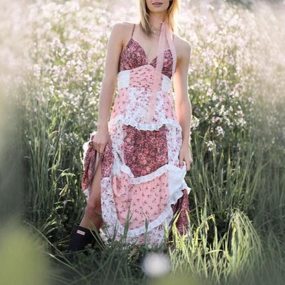 💖Easter Special Offer👗Women's Printed Spaghetti Strap Maxi Dress✨