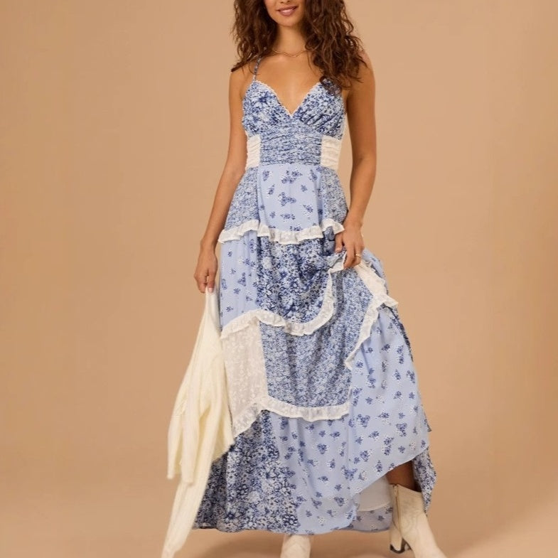 💖Easter Special Offer👗Women's Printed Spaghetti Strap Maxi Dress✨