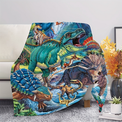 🔥NEW ARRIVAL LIMITED TIME OFFER🔥Vibrant Dinosaur Print Flannel Throw Blanket