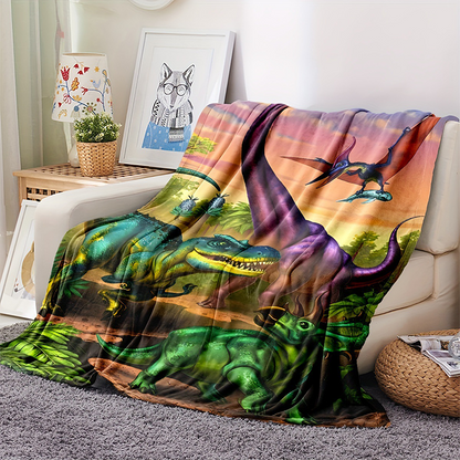 🔥NEW ARRIVAL LIMITED TIME OFFER🔥Vibrant Dinosaur Print Flannel Throw Blanket