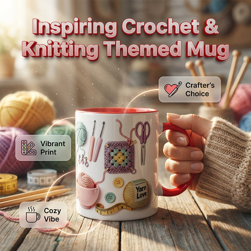 🔥40% OFF!!🏆 50K+ SOLD💥Knitting Themed Mug, Gift For Crafters And Creative Souls