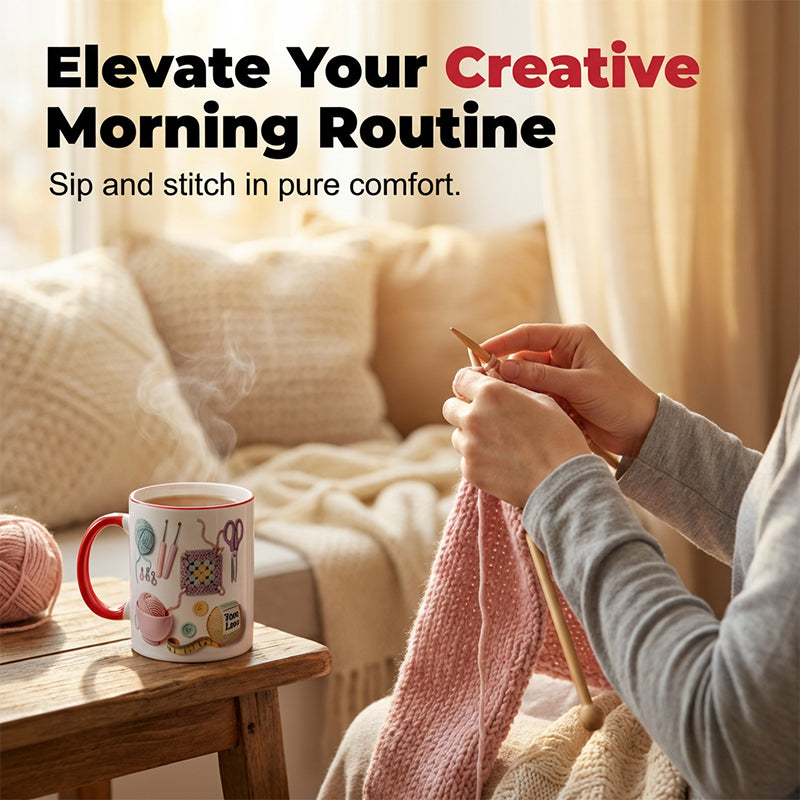 🔥40% OFF!!🏆 50K+ SOLD💥Knitting Themed Mug, Gift For Crafters And Creative Souls