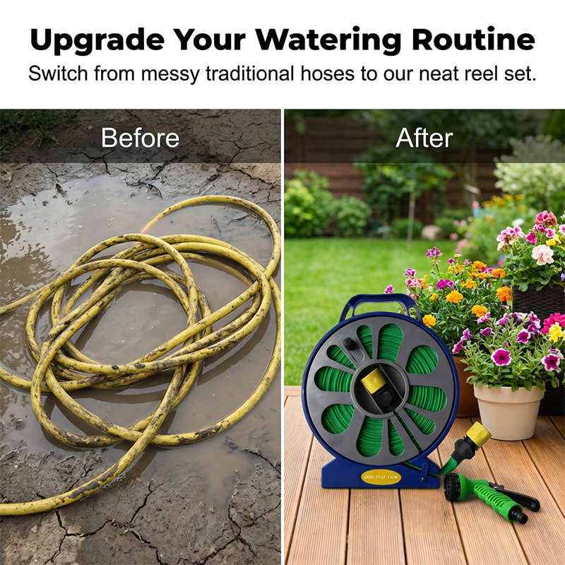 ✈️49% OFF & Free Shipping🚿Retractable Garden Hose Reel with Spray Nozzle