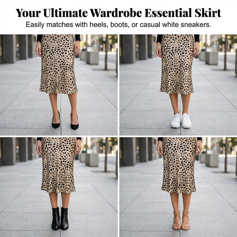 🎁New Arrival 40% OFF💥Leopard Print Stain Midi Skirt