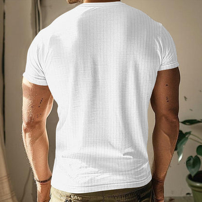 Men's Ribbed Henley Short Sleeve T-Shirt