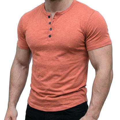 🔥 49% OFF NOW! 👕 Men's Short Sleeve Henley T-Shirt – Classic Style, Soft Fabric & Perfect for Everyday Wear 🏠