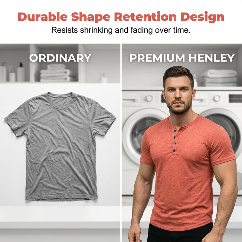 🔥 49% OFF NOW! 👕 Men's Short Sleeve Henley T-Shirt – Classic Style, Soft Fabric & Perfect for Everyday Wear 🏠