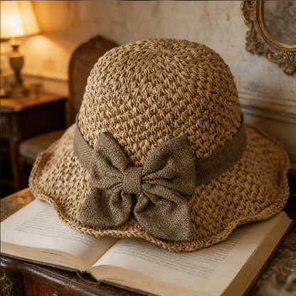 🧢 49% OFF NOW! 🌞 Elegant Woven Straw Sun Hat with Bow – Breathable, Foldable & Perfect for Beach & Travel 👒