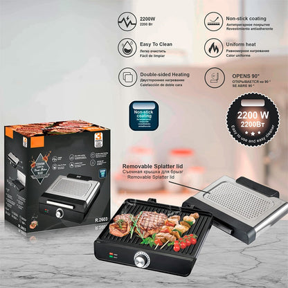 🔥Smoke-free barbecuing made easy!🍖✨2200W Smokeless Indoor Grill with Non-Stick Plate