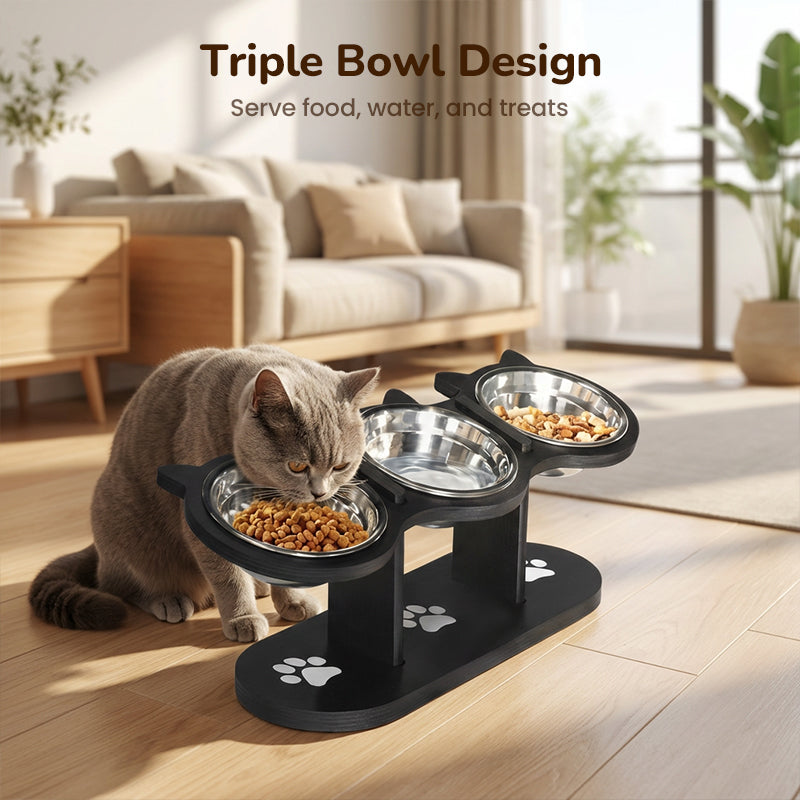 ⏳Time-Limited Special⏰Anti-Slip Elevated 3-Bowl Pet Feeder – Raised design, protects joints & 3 bowls – No more spills or sliding ✨