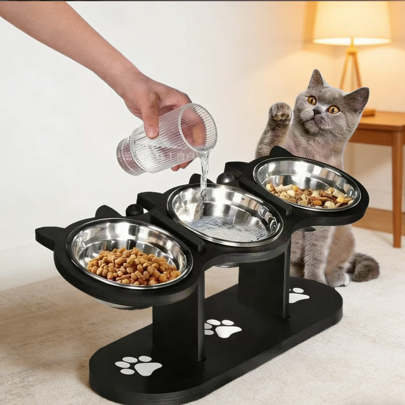 ⏳Time-Limited Special⏰Anti-Slip Elevated 3-Bowl Pet Feeder – Raised design, protects joints & 3 bowls – No more spills or sliding ✨