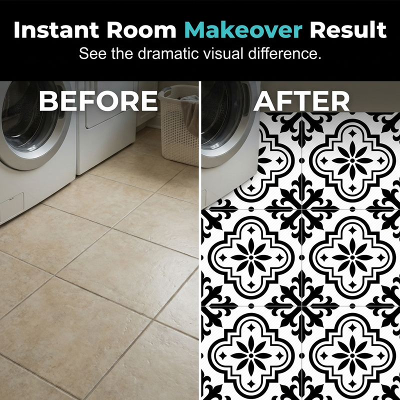 ⏳Limited-time 49% off⏰Waterproof & Non-Slip Floor Tile Stickers for Kitchen & Bathroom🛀