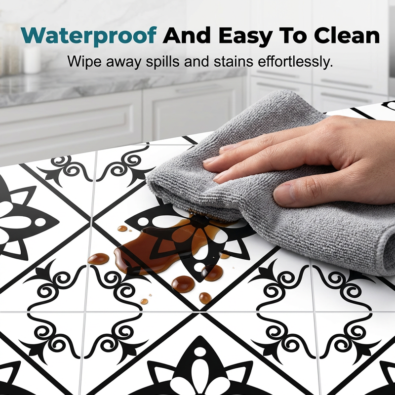 ⏳Limited-time 49% off⏰Waterproof & Non-Slip Floor Tile Stickers for Kitchen & Bathroom🛀