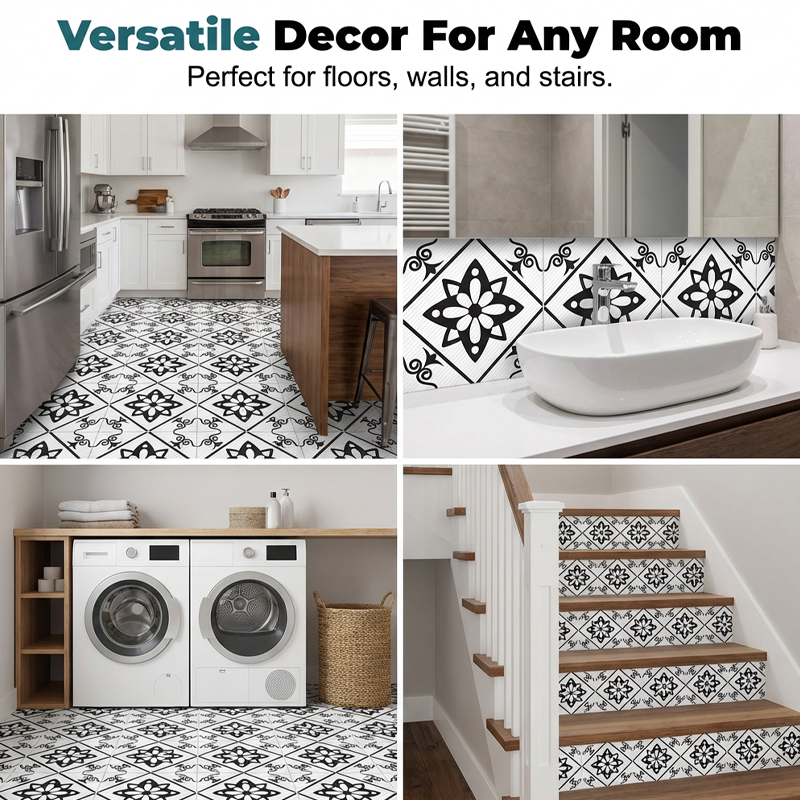 ⏳Limited-time 49% off⏰Waterproof & Non-Slip Floor Tile Stickers for Kitchen & Bathroom🛀