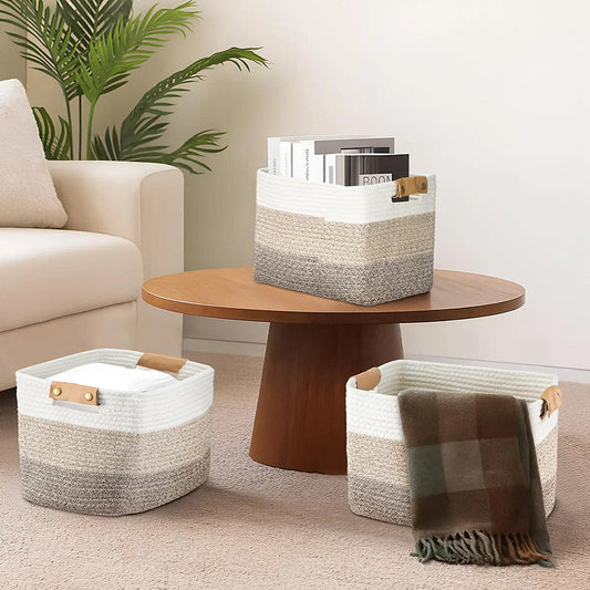 💖40% OFF🧵Woven Cotton Rope Storage Basket with Handles✨