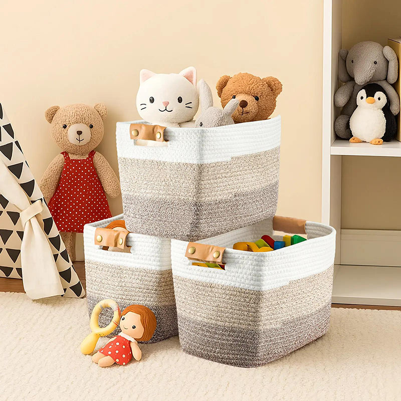 💖40% OFF🧵Woven Cotton Rope Storage Basket with Handles✨
