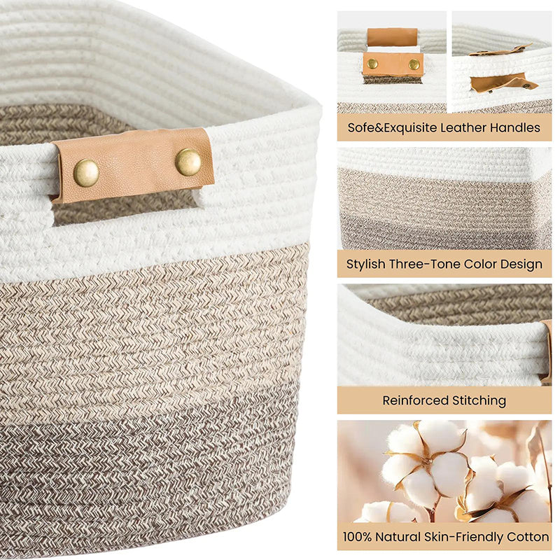💖40% OFF🧵Woven Cotton Rope Storage Basket with Handles✨