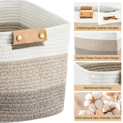 💖40% OFF🧵Woven Cotton Rope Storage Basket with Handles✨