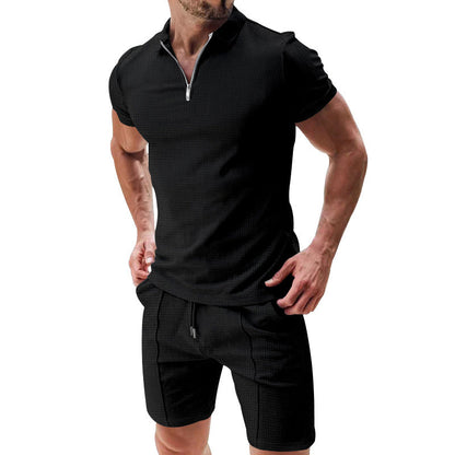 📢📢49% OFF !! ⏰ Summer Casual Zip-Neck Shirt & Shorts Set – Breathable, stylish & perfect for hot days – lightweight 2-piece comfort 🩳
