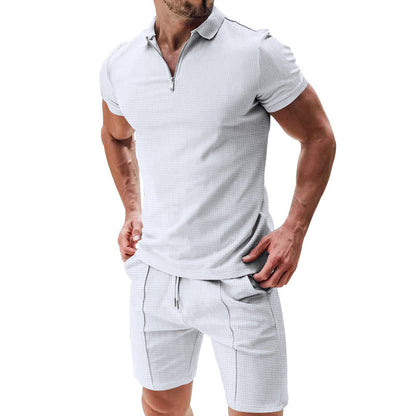 📢📢49% OFF !! ⏰ Summer Casual Zip-Neck Shirt & Shorts Set – Breathable, stylish & perfect for hot days – lightweight 2-piece comfort 🩳