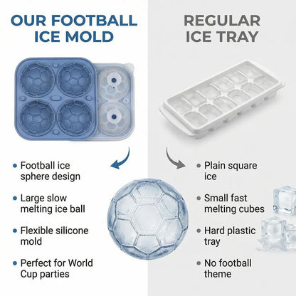 📢📢49% OFF!! ⏰ Silicone Soccer Ball Ice Cube Tray – 5.5 cm Cubes, Slow-Melting, Leak-Proof Design, 4 Colors, Perfect for Game Nights & Cocktails 🥂
