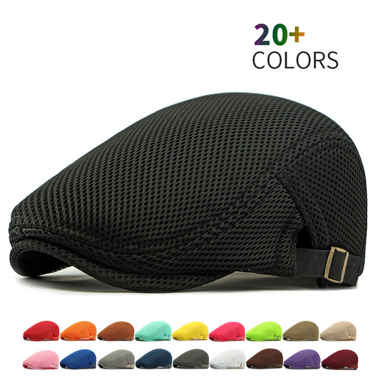 🧢LAST DAY SALE: ￡9.99!!🌞 Breathable Flat Cap with Adjustable Strap – Mesh Fabric, Classic Ivy Style🌿