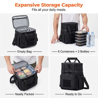 ⏰Limited-time Offer🍱🧊Extra-Large Insulated Lunch Bag – Keeps Food Hot or Cold for Hours, Waterproof & Multi-Compartment✨