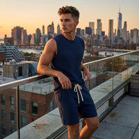 💪 LIMITED-TIME 49% OFF! 💥 Men's Casual Sportswear Tank Top & Shorts Set – Waffle Knit, Deep Pockets, Relaxed ✨