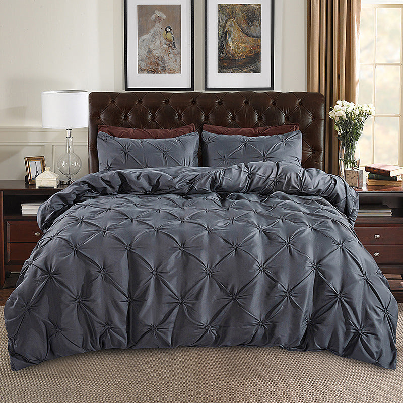 Elegant Pleated Duvet Cover Set – Hidden Zip, Machine-Washable & Fade-Resistant (Includes Matching Pillowcases)