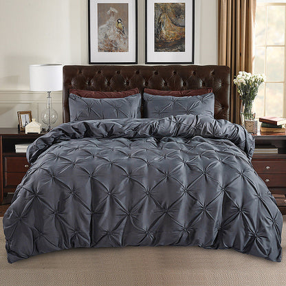 Elegant Pleated Duvet Cover Set – Hidden Zip, Machine-Washable & Fade-Resistant (Includes Matching Pillowcases)