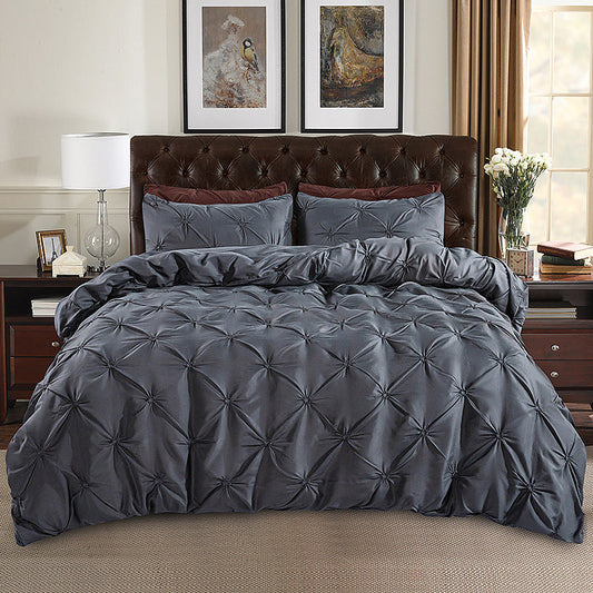 Elegant Pleated Duvet Cover Set – Hidden Zip, Machine-Washable & Fade-Resistant (Includes Matching Pillowcases)