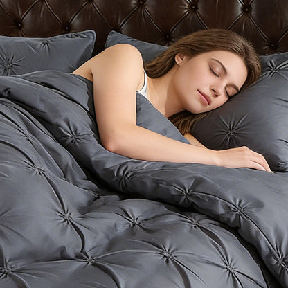 Elegant Pleated Duvet Cover Set – Hidden Zip, Machine-Washable & Fade-Resistant (Includes Matching Pillowcases)