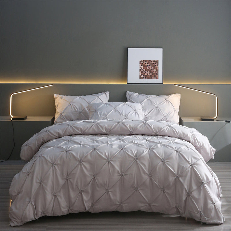 Elegant Pleated Duvet Cover Set – Hidden Zip, Machine-Washable & Fade-Resistant (Includes Matching Pillowcases)