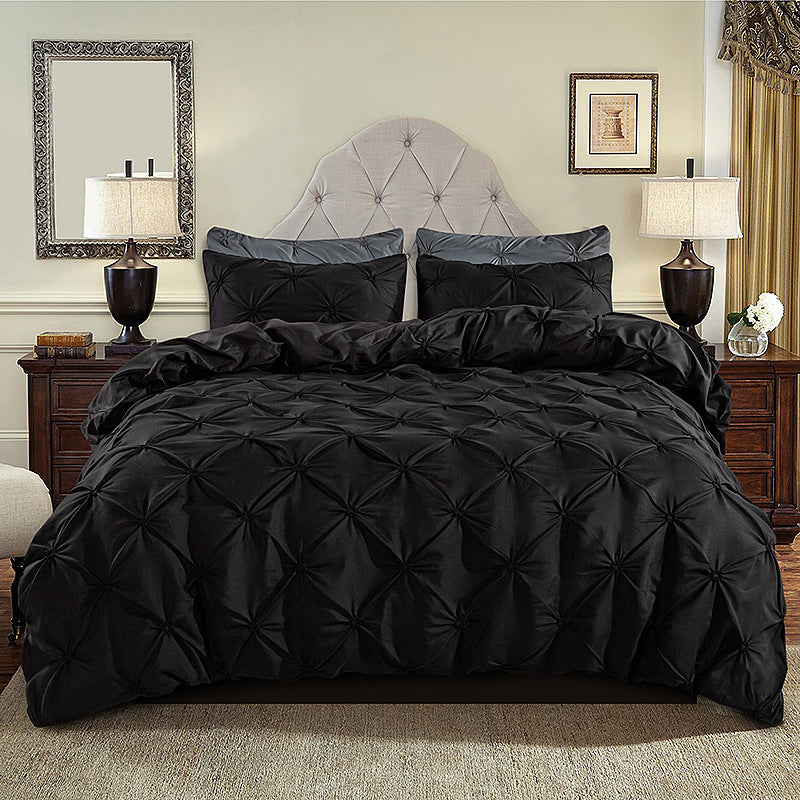 Elegant Pleated Duvet Cover Set – Hidden Zip, Machine-Washable & Fade-Resistant (Includes Matching Pillowcases)